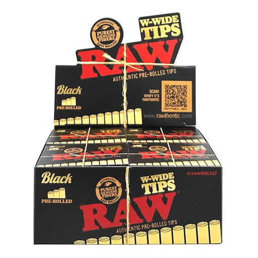 Raw Black W Wide Pre Rolled Tips Display 