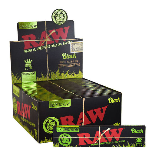 raw black organic hemp king size slim paper