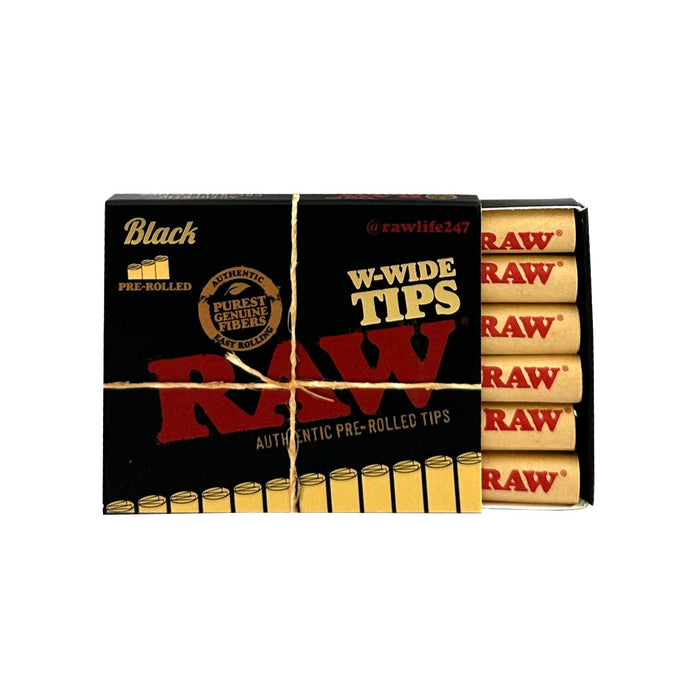 RAW Pre Rolled Black W-Wide Tips (18)