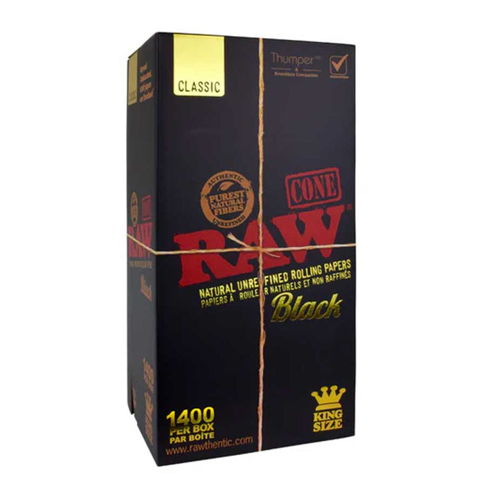 RAW Black Classic King Size Pre Rolled Cones (1400)