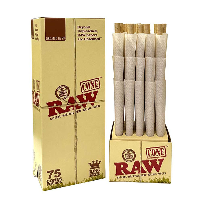 RAW Organic King Size Pre Rolled Cones (75)