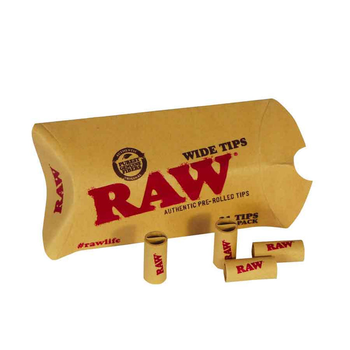 Raw Wide Pre Rolled Unbleached Tips 