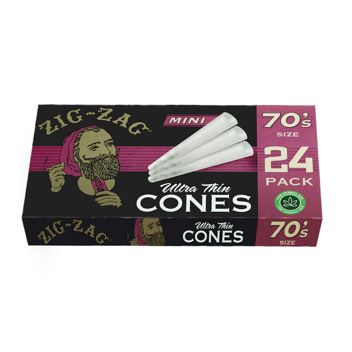 Zig Zag Ultra Thin Pre Rolled Cones 70mm Minis (24)