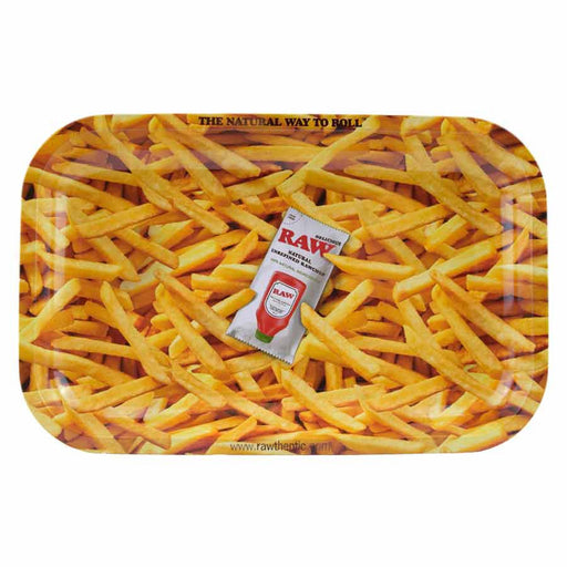 raw french fries rolling tray