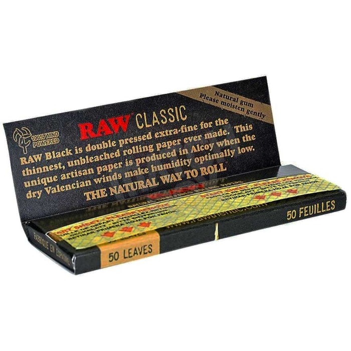 RAW Black King Size Slim Single Pack Open