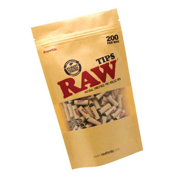 raw 200 pre rolled tips bag