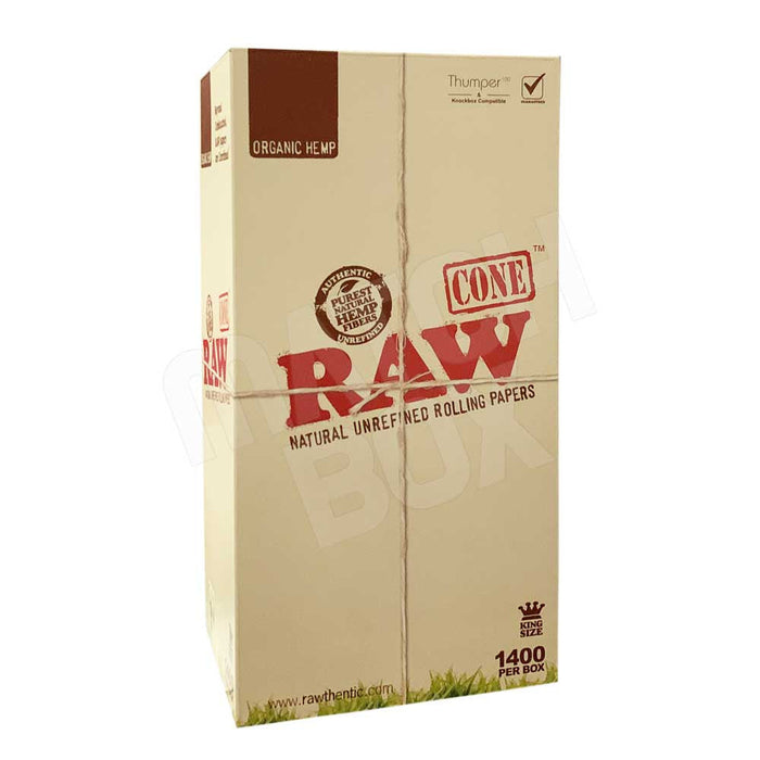RAW Organic King Size Pre Rolled Cones (1400/Box)